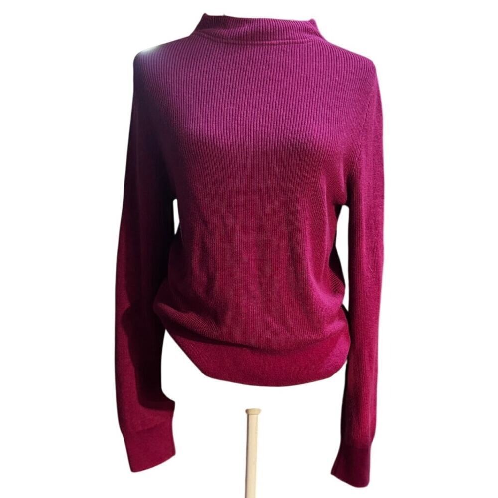 Lululemon Wild Berry Mock Neck Ribbed Sweater Athleisure Core Estimate Size M/L - Picture 2 of 6